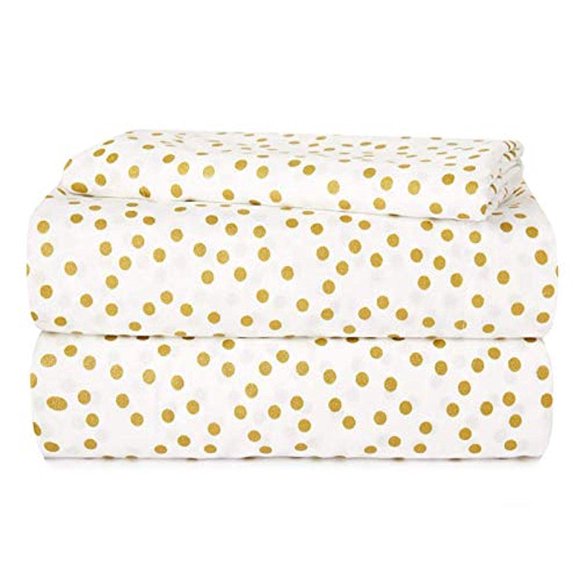 Juego de sábanas Heritage Kids con estampado de puntos dorados, tamaño doble, 3 piezas