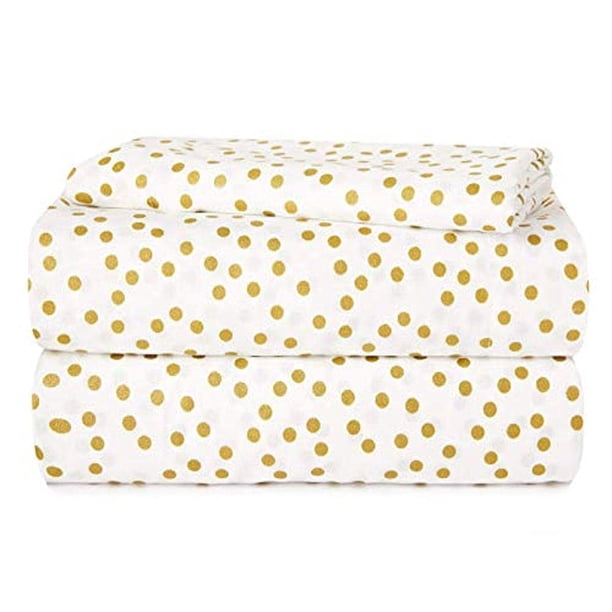 Juego de sábanas Heritage Kids con estampado de puntos dorados, tamaño doble, 3 piezas