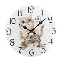 Bothyi - Reloj De Pared Divertido Con Diseño De Gato, Reloj De Pared Rústico Y Silencioso Para Interior, Dormitorio, Sala De Estar, Estilo A