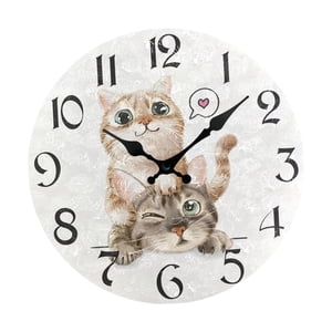 Bothyi - Reloj De Pared Divertido Con Diseño De Gato, Reloj De Pared Rústico Y Silencioso Para Interior, Dormitorio, Sala De Estar, Estilo A