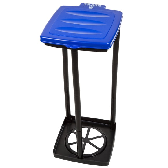 Soporte portátil para bolsas de basura Wakeman, plegable, 49 L, azul/negro