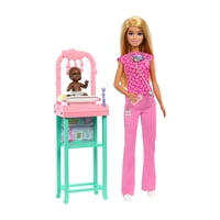 Set De Juego Mattel Barbie Enfermera Cabello Rubio Con Bebé