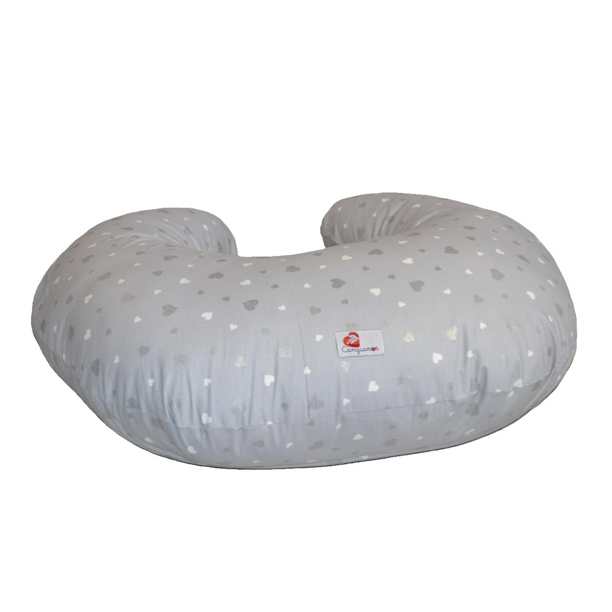 Canguamor - Cojín De Lactancia Corazones Gris Plata