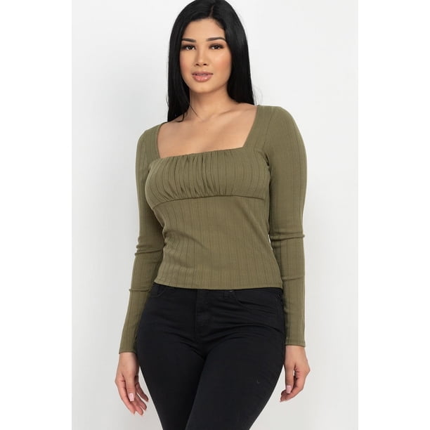 Top de Cuello Cuadrado Fruncido