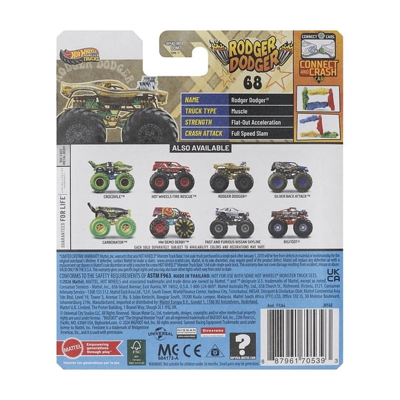 Hot Wheels Monster Truck Escala 6 Rodger Dodger