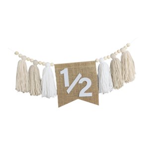 Bothyi - Banner De Silla Alta Para Medio Cumpleaños, Accesorio Para Fotos, Guirnalda De Borlas Con Cuentas De Madera, Color Blanco