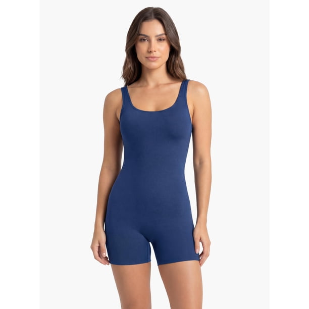 Traje de baño mujer natación pierna corta elástico azul Talla M