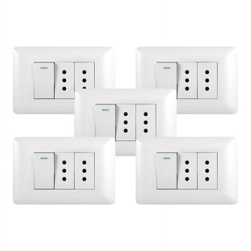 Hb Led - Pack 5 Tomacorriente Doble 10a + Interruptor Simple 9/12 10a 250v