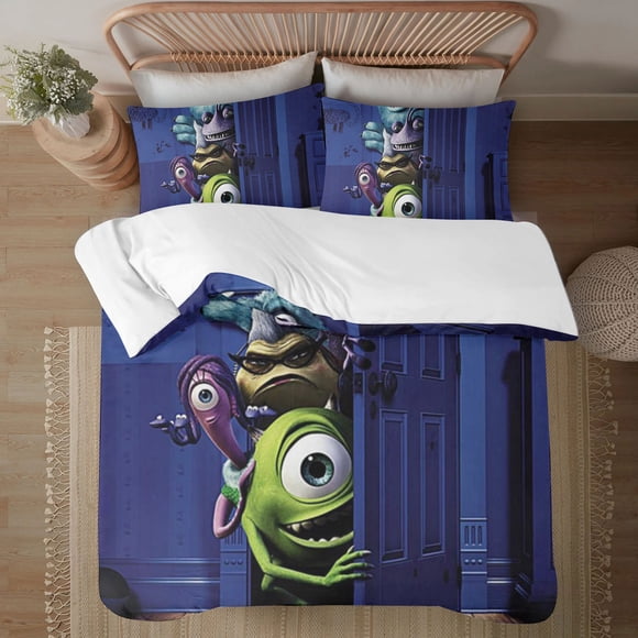 Monsters, Inc 3-Piece Bedding Set For Kids Boys Girls Adult Cartoon Warm Cute Fashion Holiday Present Gift Bed Sheets