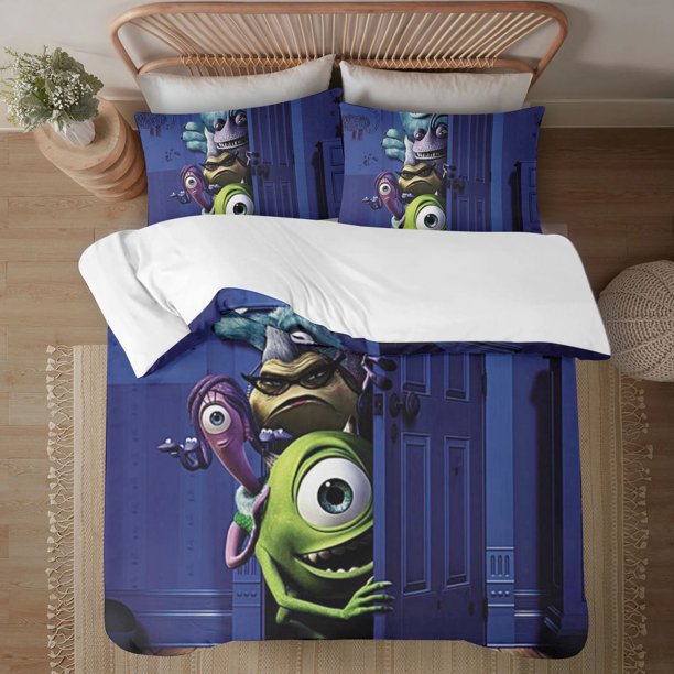 Monsters, Inc 3-Piece Bedding Set For Kids Boys Girls Adult Cartoon Warm Cute Fashion Holiday Present Gift Bed Sheets