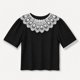 thumbnail image 2 of Blusa Mujer Manga Corta Cuello Encaje Bordado Elegante negro Talla Única, 2 of 2