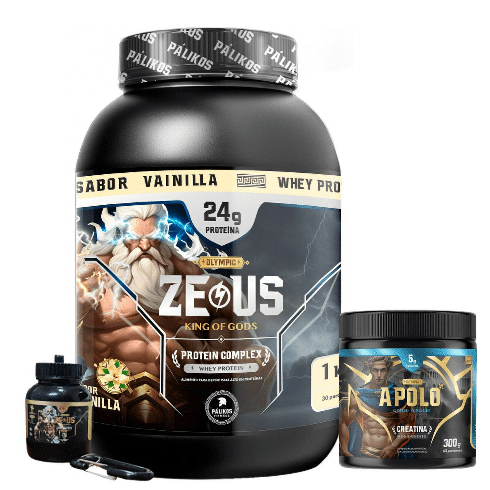 Palikos Fitness - Proteina Zeus Complex 1kg Vainilla/creatina 300g/minibottle