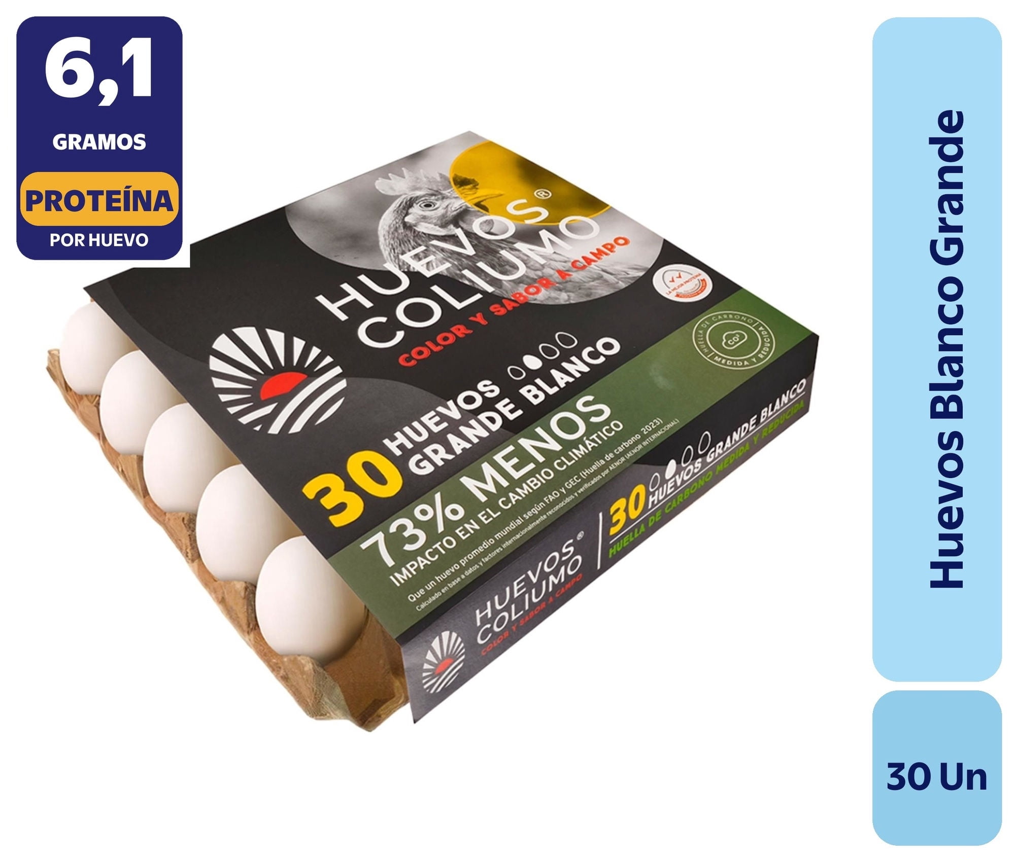 Huevos Tradicionales Grande Blanco 30 Un Coliumo