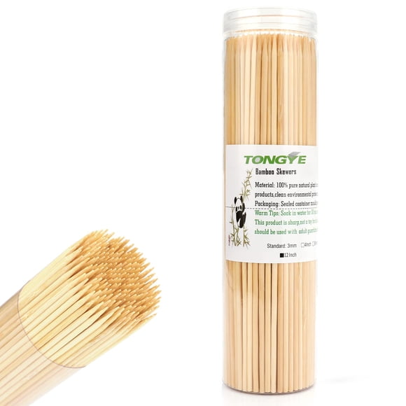 Brochetas de bambú TONGYE de 12 pulgadas, 200 unidades, para asar y hacer barbacoas