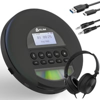 Reproductor De Cd Portátil Klim Nomad Con Auriculares Bluetooth Negro
