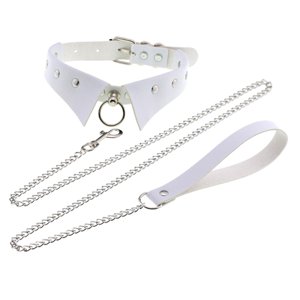 Ioensy - Gargantilla Punk Ajustable De Cuero Sintético Con Anilla En O, Color Blanco