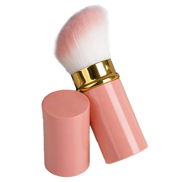 Brochas de maquillaje retráctiles para base, brocha de viaje de cabeza plana, brocha de base portátil con funda