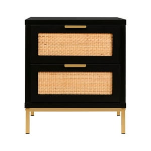 Habita2 Chile - Velador Moderno Mesa De Noche Black Con Rattan