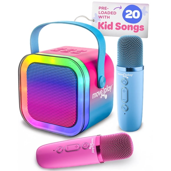 Máquina de karaoke Move2Play con más de 20 canciones para niños y 2 micrófonos