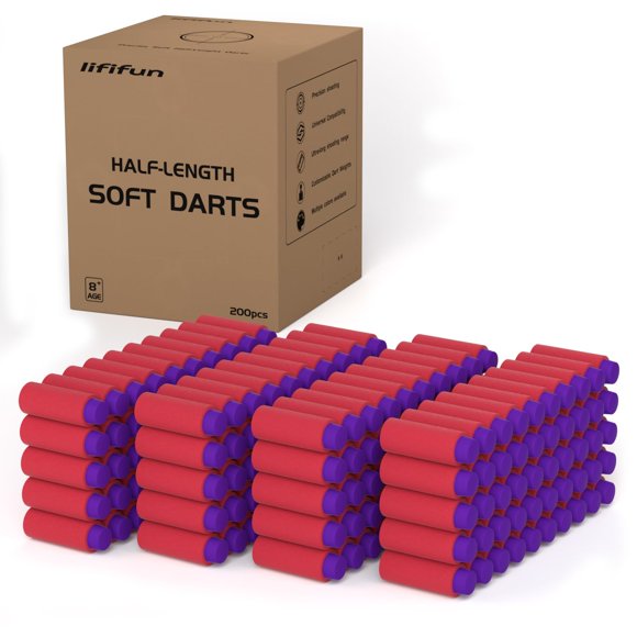 Dardos de espuma Lififun 200 piezas medio largo suaves de 1,3 g rojo