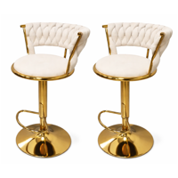 Moboi - Pack 2 Taburetes Queen Velvet Elegante Terciopelo Ajustable Beige