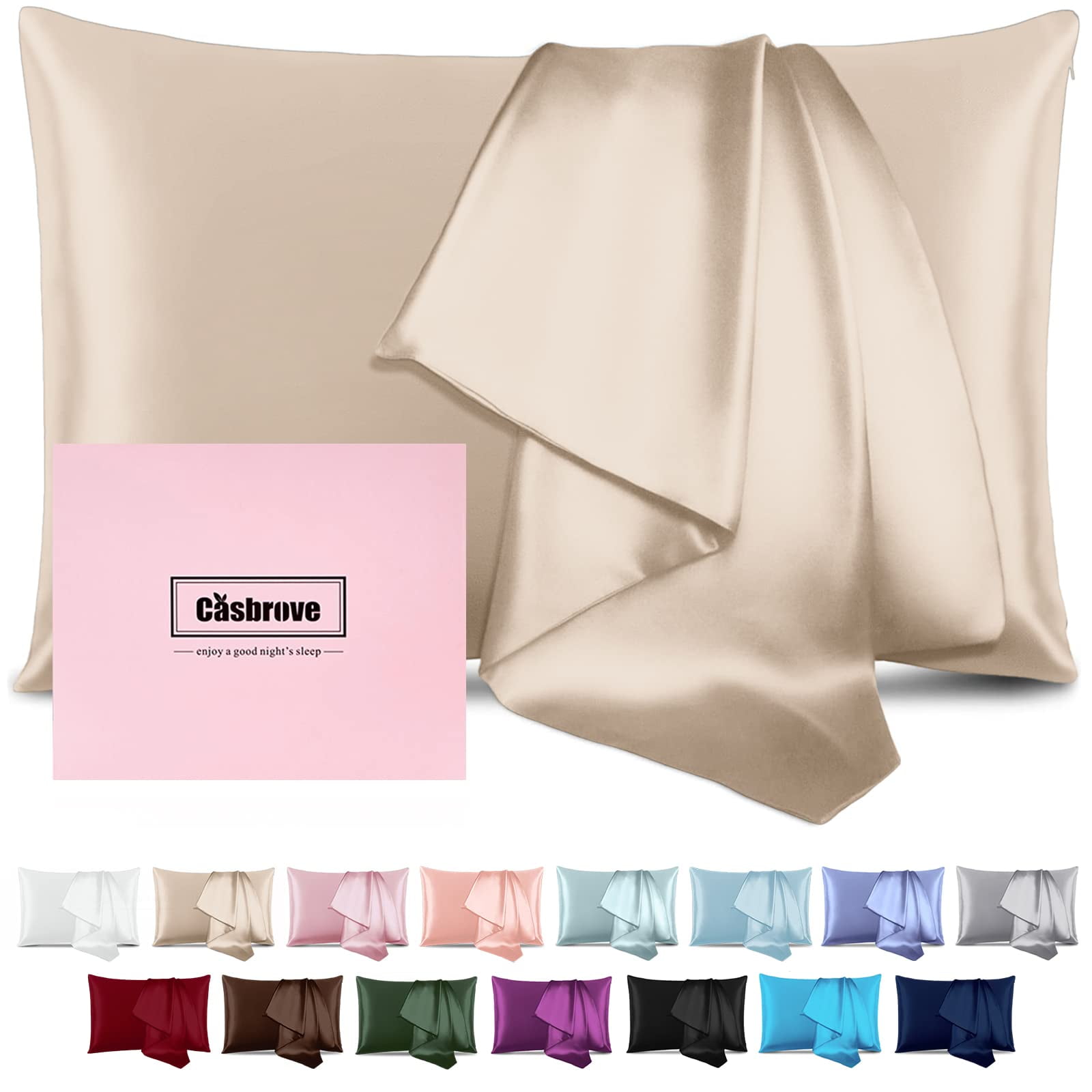 Casbrove - Funda De Almohada De Seda De Seda De Morera Suave Y Transpirable 1 Unidad