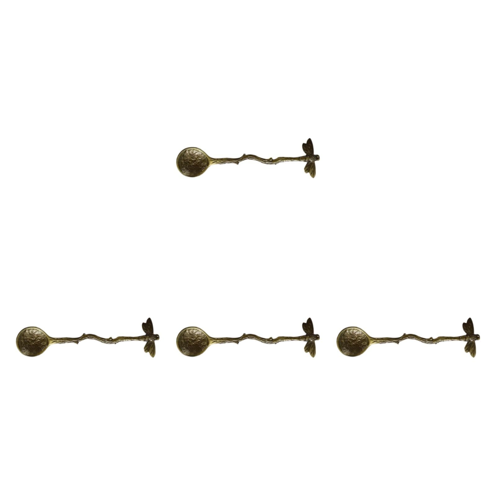Magideal - 4 Piezas De Cuchara De Libélula, Cuchara De Postre, Diseño Antiguo, Cuchara De Mango Largo, Cuchara De Té, Cuchara De Sopa Para Servir En Casa, Tienda Color Cobre