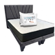thumbnail image 1 of Cama Dos Plazas con Colchon + Pack de Almohadas Tapizado en Felpa Gris Oscuro, 1 of 6