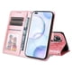 thumbnail image 2 of Funda tipo cartera FOXDOCK para Huawei Nova 9 Pro , diseño girasol en relieve, cuero PU, cierre magnético, soporte y tarjetero, 2 of 5