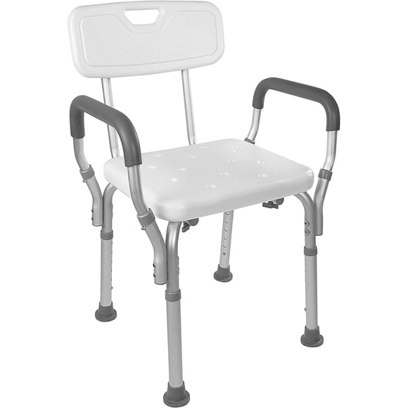 Silla de ducha, asiento de baño Vaunn, brazos acolchados, 160 kg, soporte