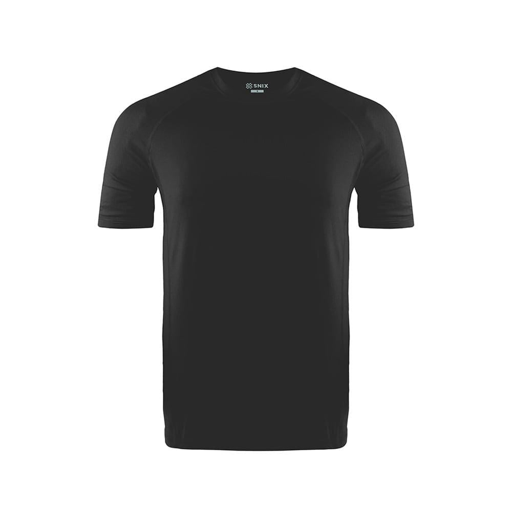 Snix - Polera Infantil Deportiva Elasticada Manga Corta Negra Talla 8