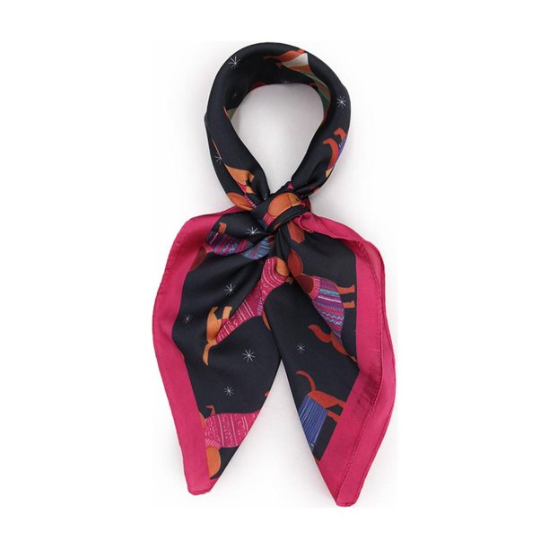 Pañuelo Tipo Seda 70x70 Cm Estampado Perros Salchicha fucsia Talla Única