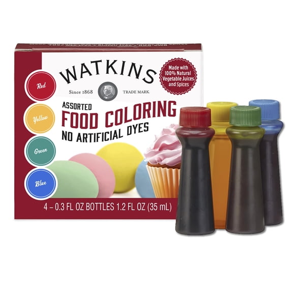 Colorante alimentario Watkins, surtido, 4 botellas, 8 ml
