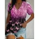 thumbnail image 3 of Plus Size Casual Top, Women's Plus Colorblock Butterfly Print Short Sleeve V Neck Slight Stretch Tee, 3 of 3