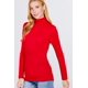 thumbnail image 2 of Saronite Camiseta Básica de Punto de Rayón con Cuello Alto y Manga Larga, Color Rojo Clásico (para Mujer), 2 of 3
