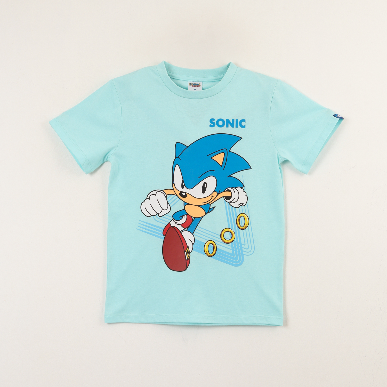 Polera Manga Corta Niño Celeste Run Sonic