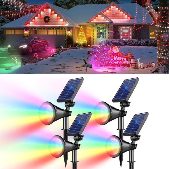Luces solares APOMAO para exteriores, pack de 4, multicolor e impermeables