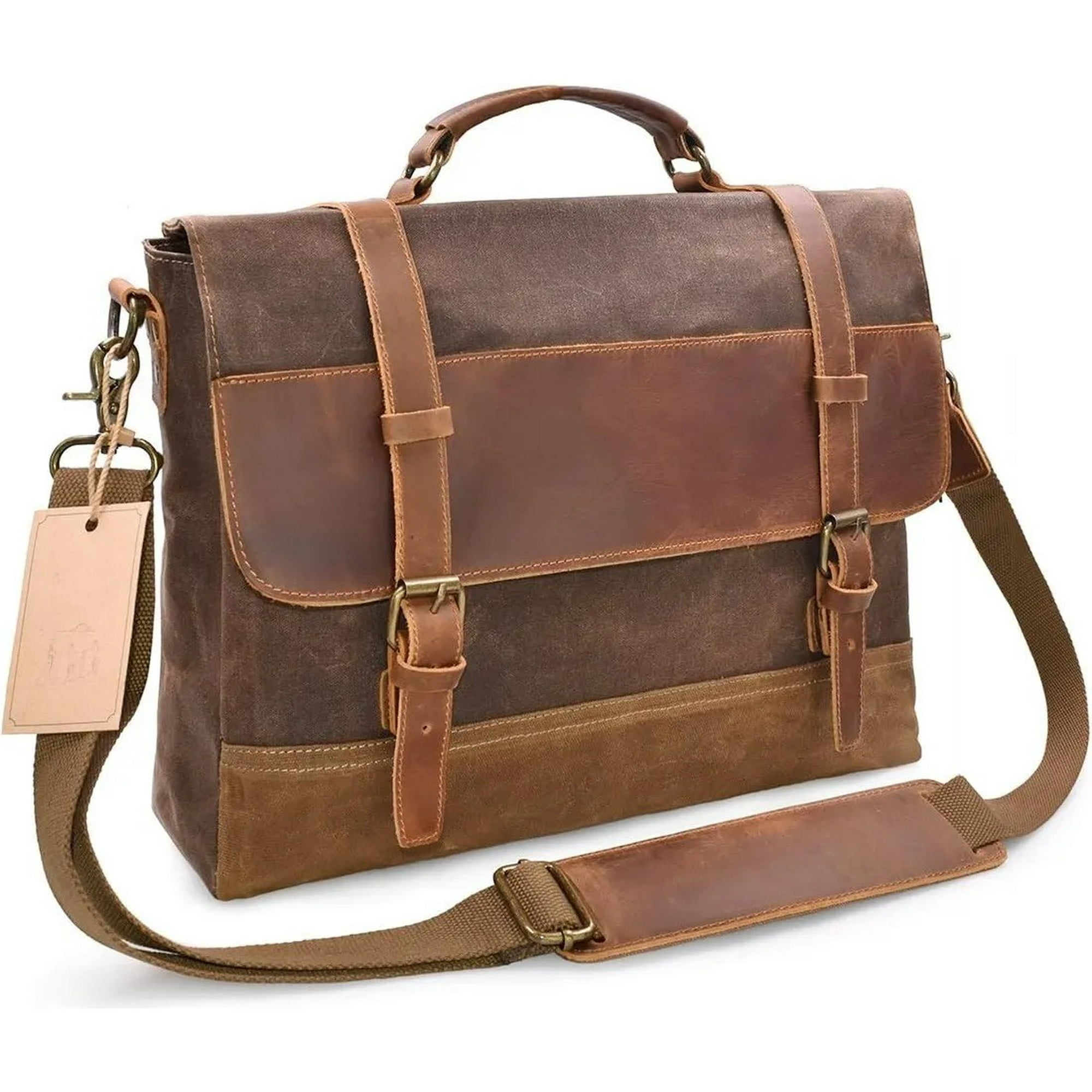 Genérica - Maletín Bandolera Viaje Hombre Lona Café