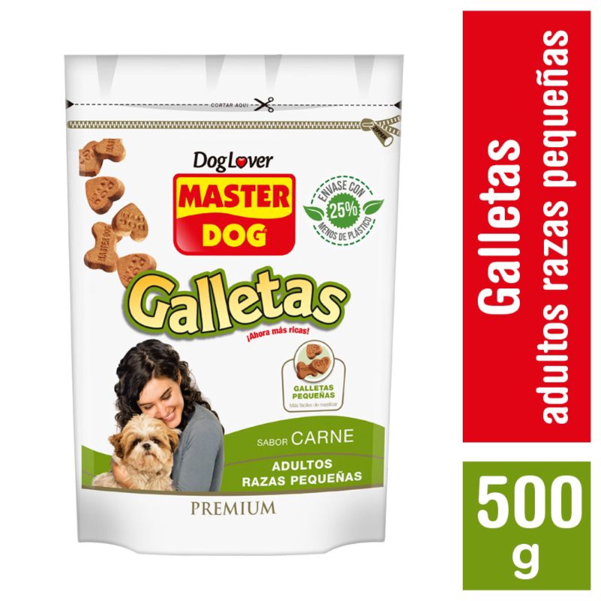 Galletas Perro Adulto Raza Pequeña Sabor Carne Bolsa 500 g Master Dog