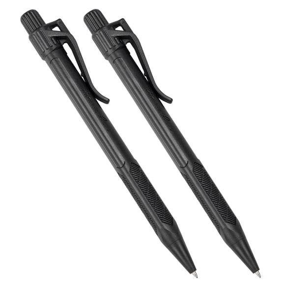 Pen Rite in the Rain, plástico negro duradero, resistente a la intemperie, paquete de 2