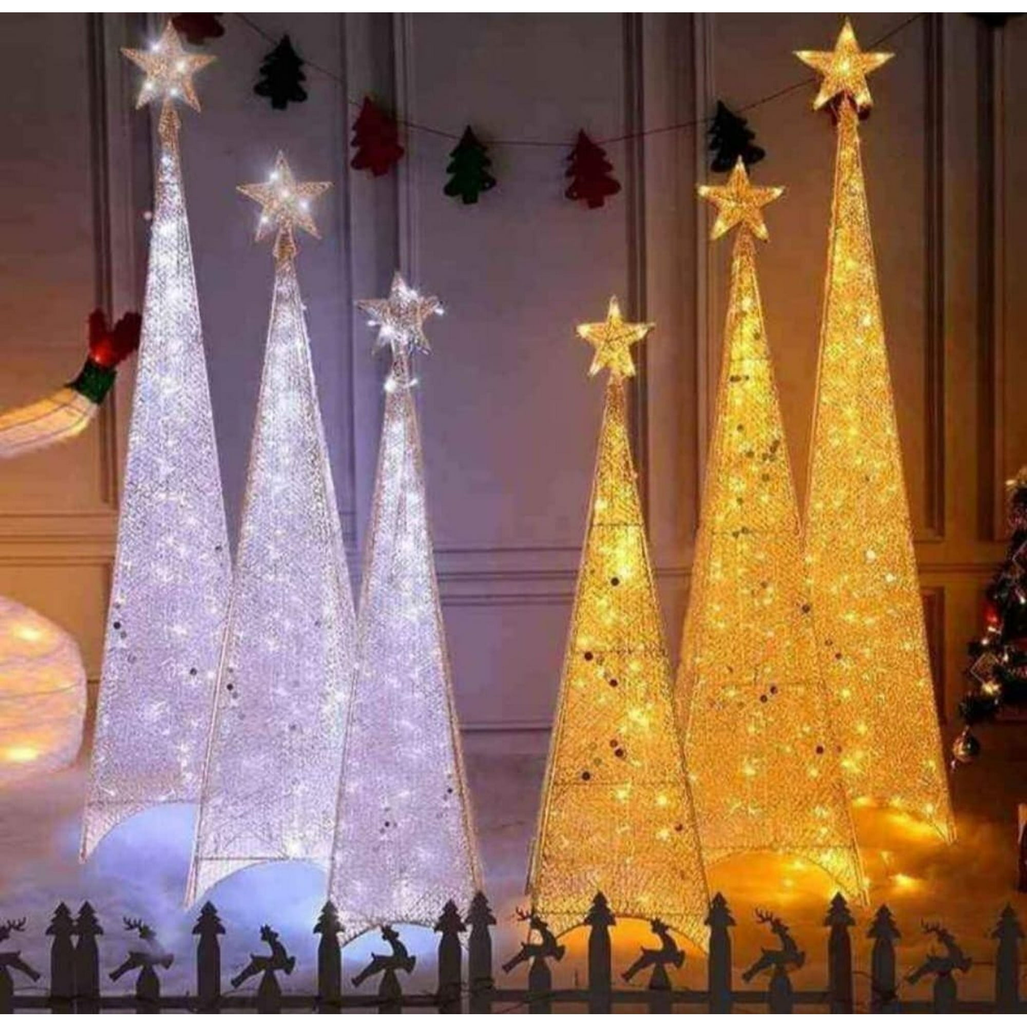 Aladdins Shop - Arbol De Navidad Con Luz Led Piramide Plateado 180cm