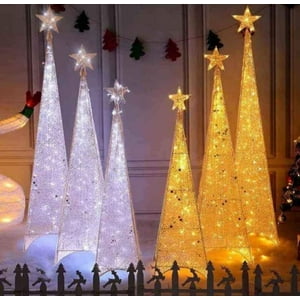 Aladdins Shop - Arbol De Navidad Con Luz Led Piramide Dorado 120Cm