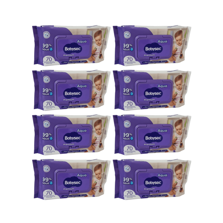 Pack 8 Toallitas Húmedas Babysec Hipoalergénicas Aloe Vera 70 Unidades C/u , 560 Toallitas,