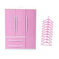 Magideal - Armario Para Muñecas, Armario Para Muñecas, Miniaturas Decorativas Con 10 Perchas, Adorno, Organizador De Ropa Para Muñecas, Accesorios Para Muñecas Y