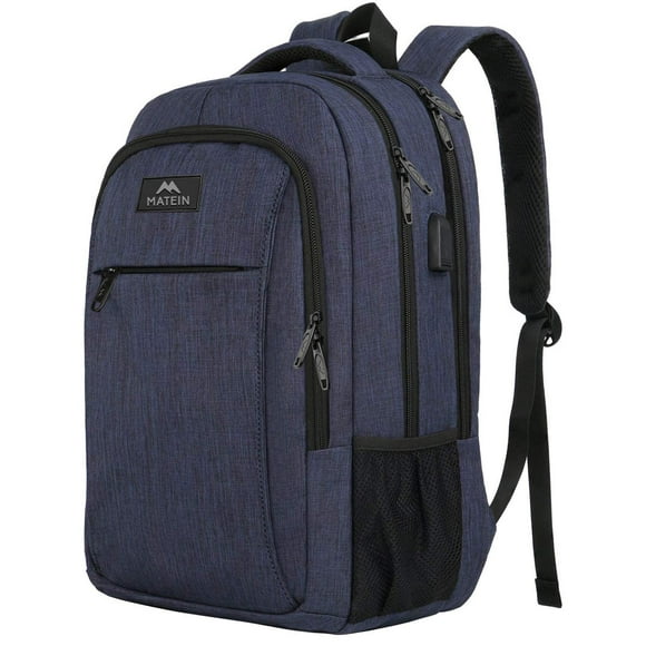 Mochila para laptop con puerto de carga USB, elegante mochila de viaje MATEIN Para Laptop 15.6 Pulg Puerto Carga Usb -azul