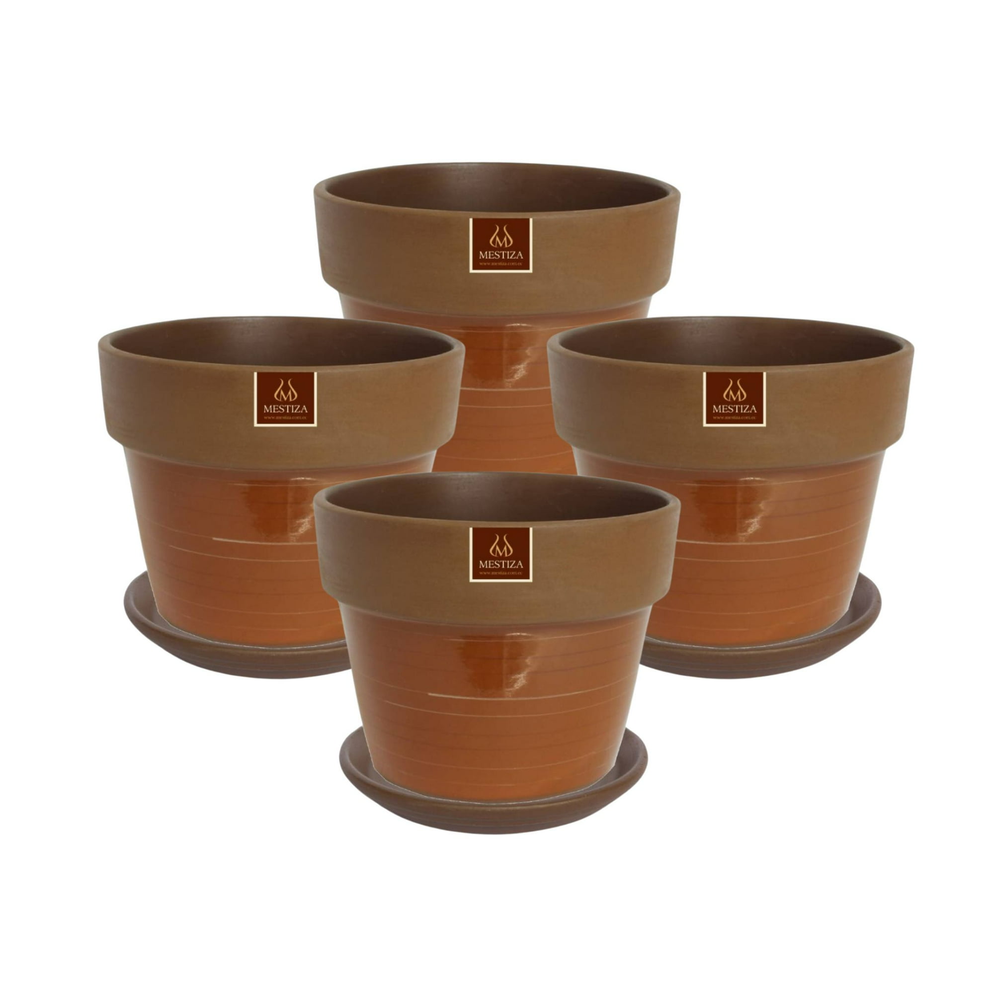 Pottery - Set De 4 Maceta Greta 16cm Mamey Y Sus Platos