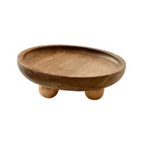 Magideal - Pequeño Soporte De Pedestal De Madera Elevador De Madera Para Soporte De Exhibición, Bandeja Decorativa Multifuncional Para Decoración De Mesa De Baño Redondo 129X4Cm