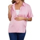thumbnail image 1 of INSPIRE CHIC Blusa de maternidad para mujer, manga dolman, suelta, con botones, cuello en punta dividido, mangas cortas, camisas de embarazo, S Rosa, 1 of 6