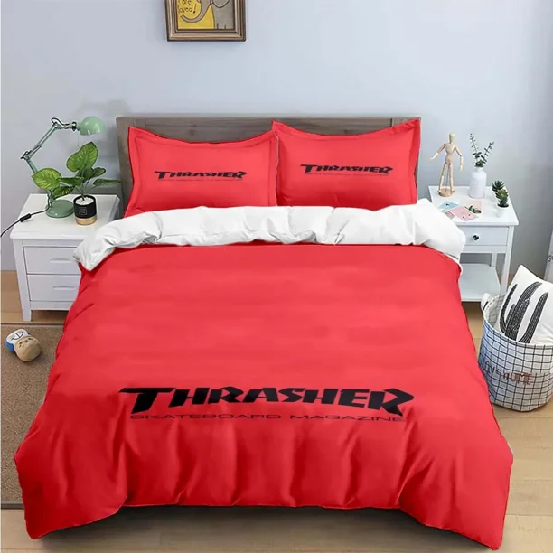 Fashion Cool T-Thrasher Logo Print Bedding Sets Exquisite Bed Supplies Set Duvet Cover Bed Comforter Set Bedding Set Luxury Gift