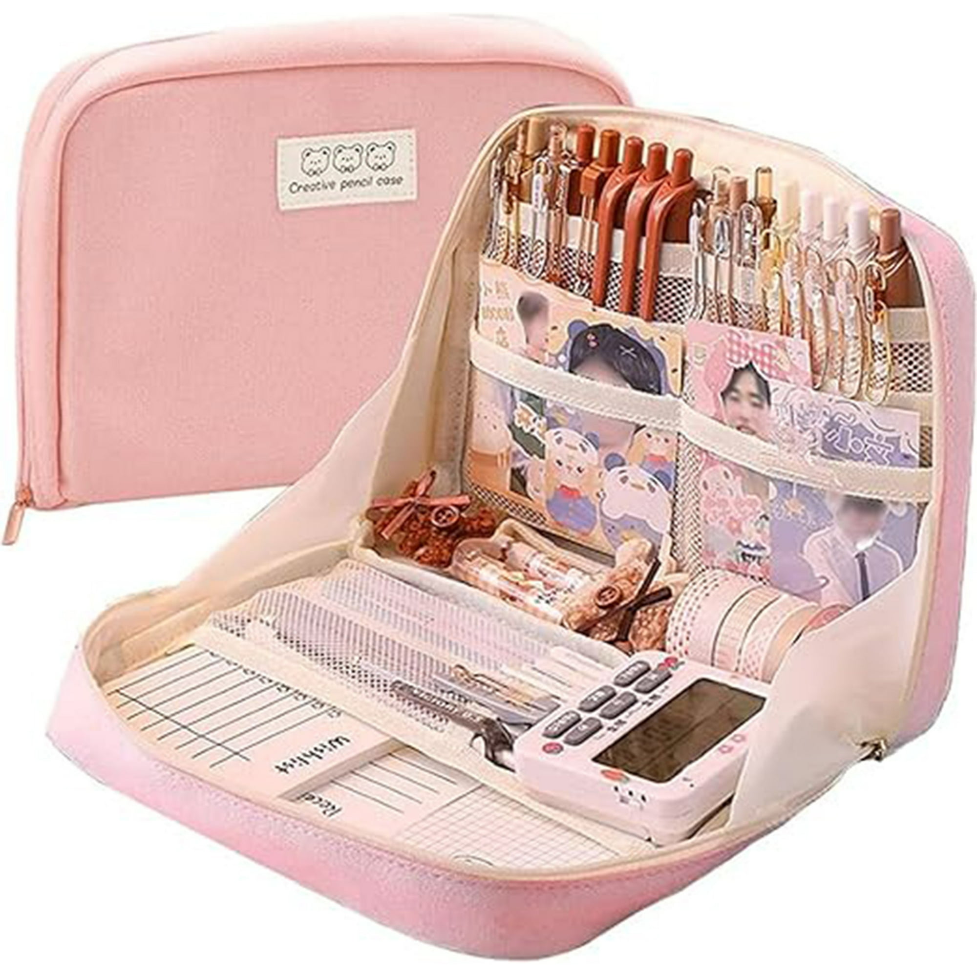 Veatool - Estuche Para Lápices De Gran Capacidad, Estuche Para Lápices De Multifuncional, Organizadora De Papelería Con 8 Compartimento, Bolsa De Papelería De Gran Apertura Adecuada Para La Escuela